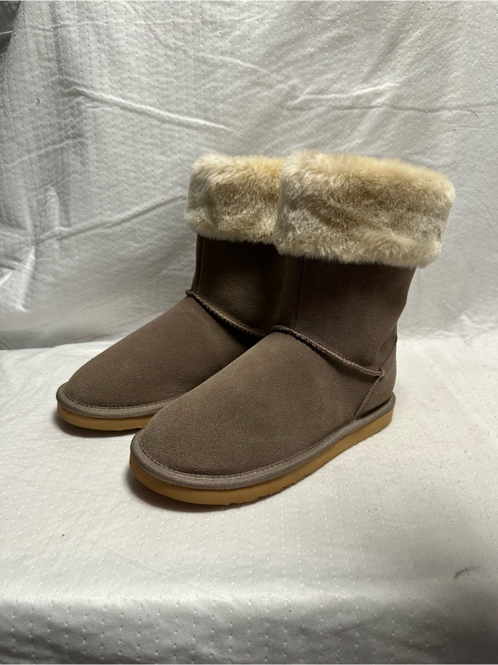 Denver Hayes Brown Suede Faux Fur Cuff Winter Boots